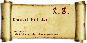 Kassai Britta névjegykártya